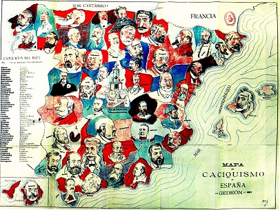 Mapa del caciquismo en España.