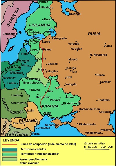 Mapa luego del Tratado Brest-Litovsk