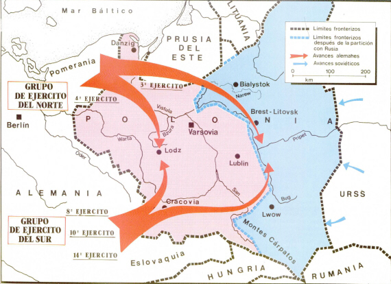 Mapa de la campaña de Polonia