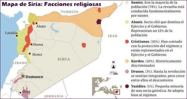 Mapa de las religiones en Siria