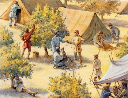 Campamento de campesinos bizantinos
