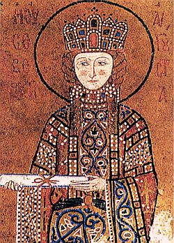 La emperatriz Irene en un detalle de un mosaico en la Basílica de Santa Sofía, Estambul