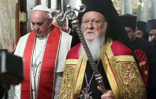 El Papa de la Iglesia católica, Francisco I, y el Patriarca de Constantinopla, Bartolomé I