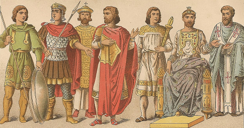 Ilustración que representa los diferentes roles sociales en el imperio Bizantino
