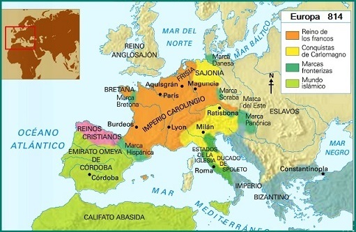 Mapa de Europa en el año 814 Mapa de Europa en el año 814