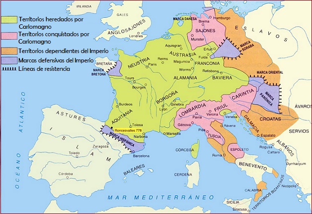 Mapa Imperio carolingio