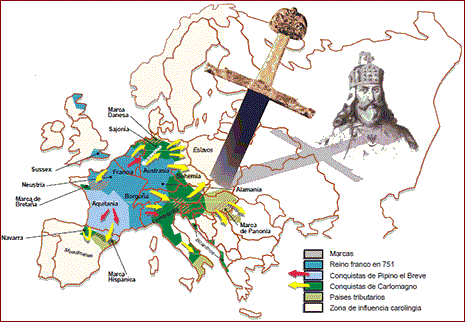 Mapa Imperio carolingio, carlomagno Mapa Imperio carolingio, carlomagno