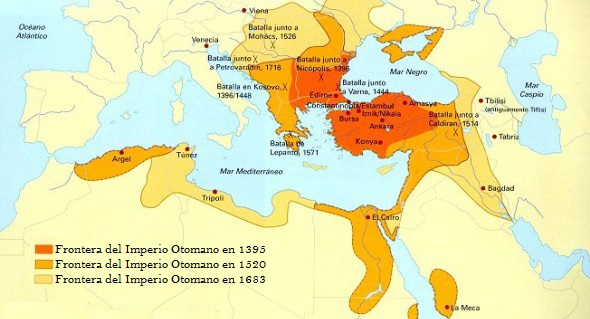  Fronteras del Imperio Otomano en sus siglos de mayor expansión
