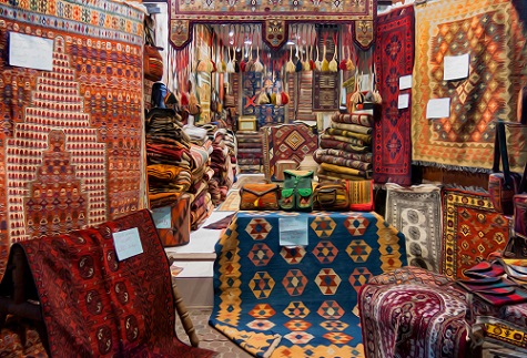 Tienda de alfombras en Abu Dabi, Emiratos Árabes Unidos