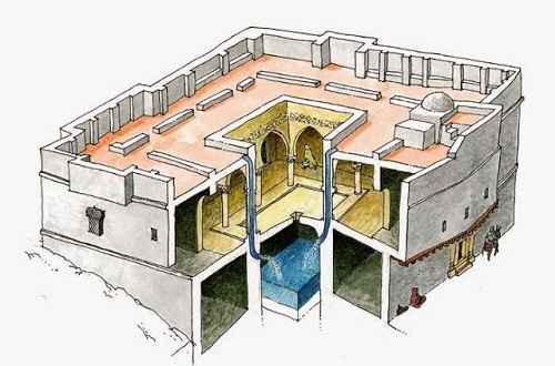 Recreación de una vivienda musulmana con alberca