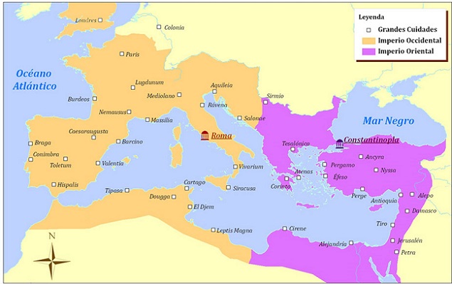 División del Imperio romano