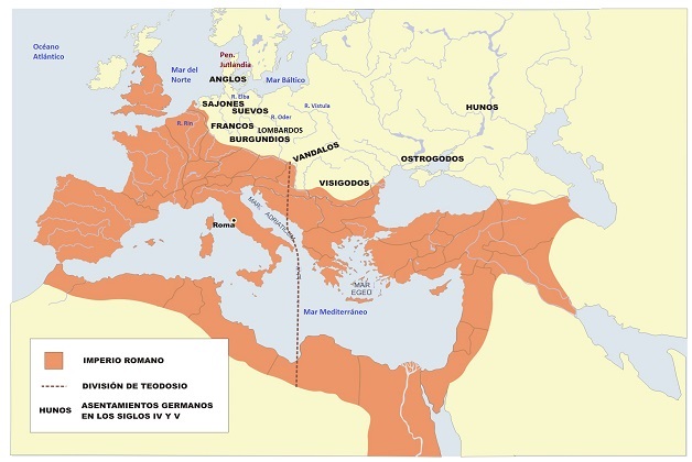 Mapa de la ubicación de las tribus germánicas