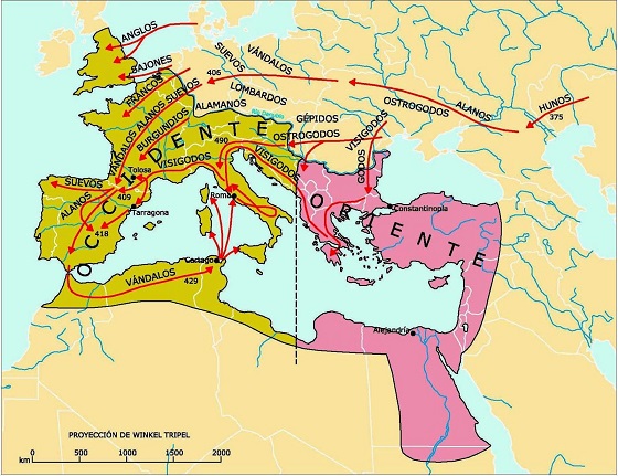 Mapa de las invasiones bárbaras