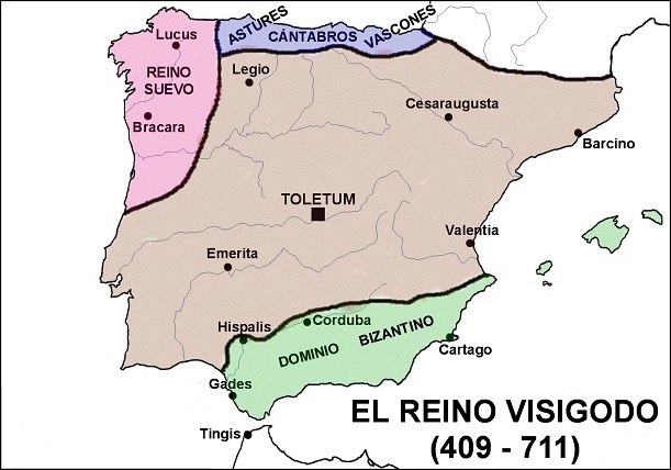 Mapa del reino Visigodo