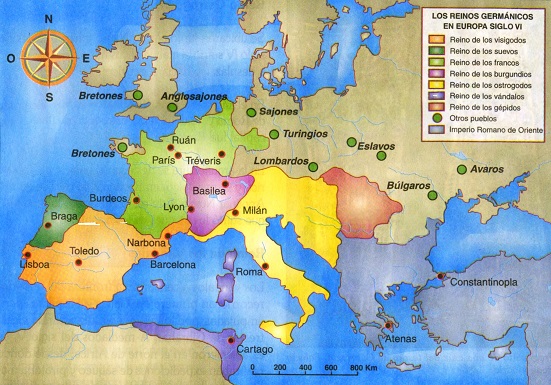 Los reinos germánicos en Europa, siglo VI