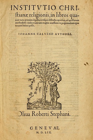 Portada de Institución de la religión cristiana de Juan Calvino