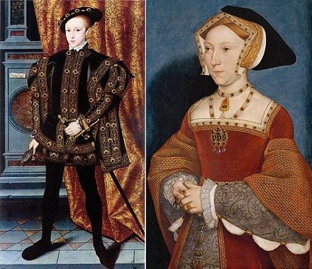 Eduardo VI y su madre Juana Seymour, tercera esposa de Enrique VIII.