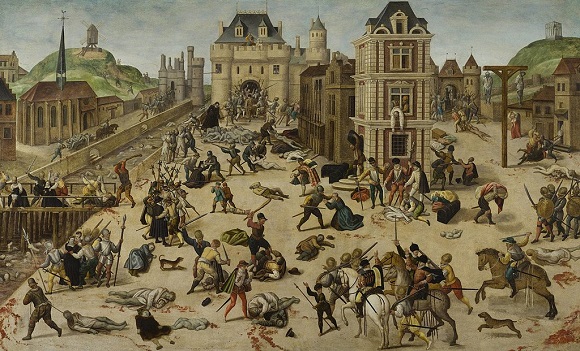 Representación de la “Matanza de San Bartolomé”, sucedida entre el 23 y 24 de agosto de 1572, por François Dubois.