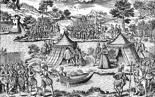 Negociaciones de paz en Amboise, grabado del siglo XVII. Negociaciones de paz en Amboise, grabado del siglo XVII.