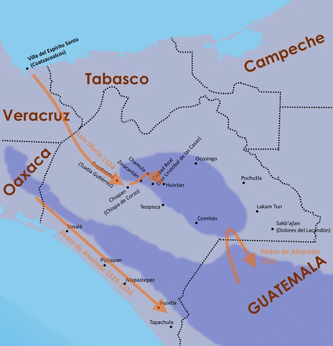 Vías de entrada tempranas a Chiapas, 1523-1525.