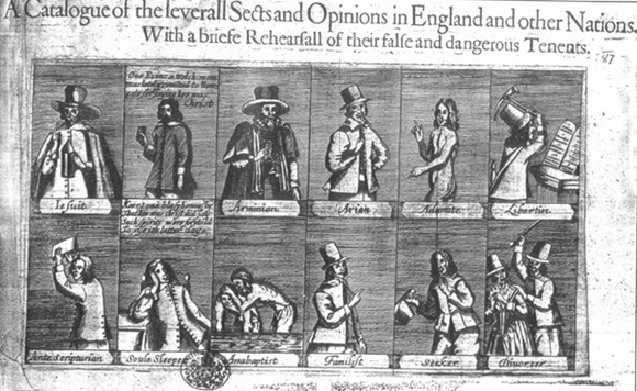 Sectas en Inglaterra. Grabado satírico, 1647. Sectas en Inglaterra. Grabado satírico, 1647.