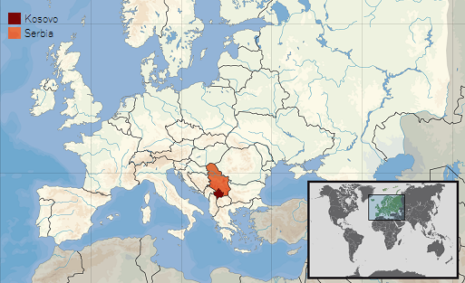 Ubicación geográfica de Kosovo y Serbia