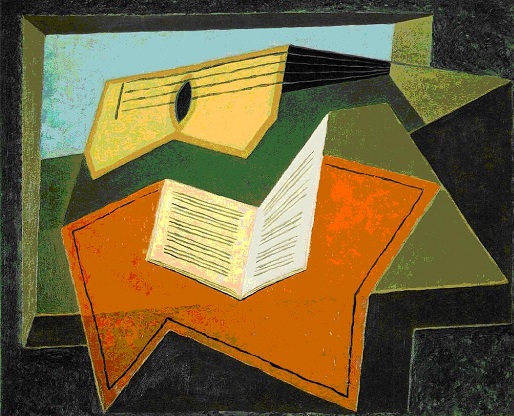 Guitarra y partitura de música (1926). Juan gris, pintor cubista español.  