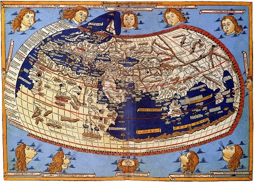 El mundo según Ptolomeo, con sus meridianos y paralelos