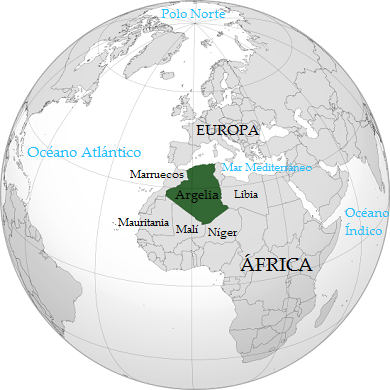 Ubicación geográfica de Argelia