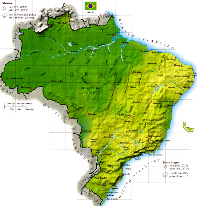 Mapa físico de Brasil