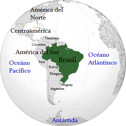 Ubicación geográfica de Brasil en el continente americano