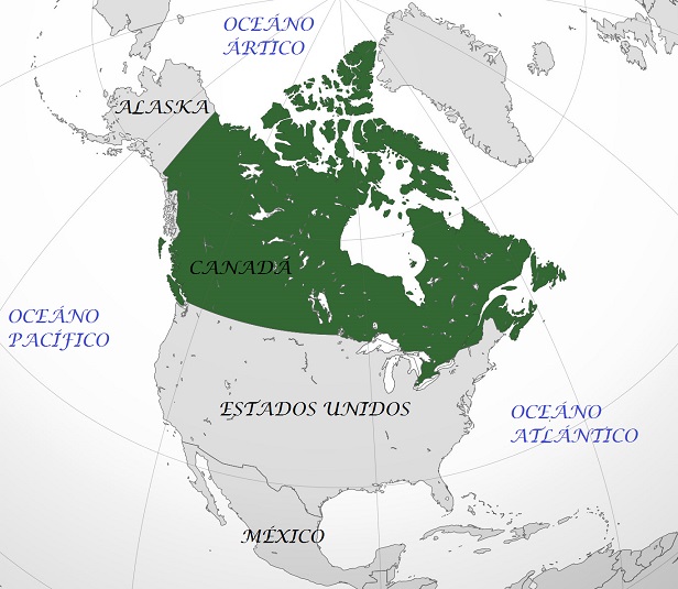 Ubicación geográfica de Canadá en Norteamérica