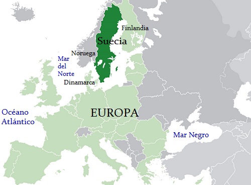 Ubicación geográfica de Suecia en el continente europeo