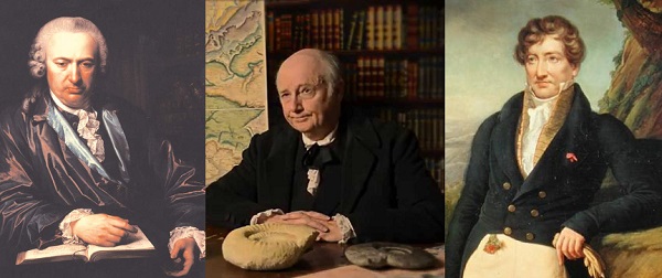 Charles Bonnet, biólogo suizo. William Smith, geólogo inglés. Georges Léopold Cuvier, naturalista francés.