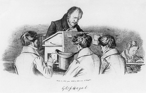 La Cátedra de Hegel. Litografía de F. Kugler.