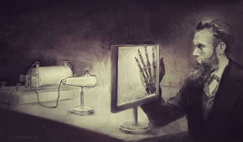 Ilustración de Wilhelm Conrad Röntgen Ilustración de Wilhelm Conrad Röntgen