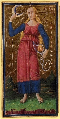 En el Tarot, la luna está representada por una bella mujer