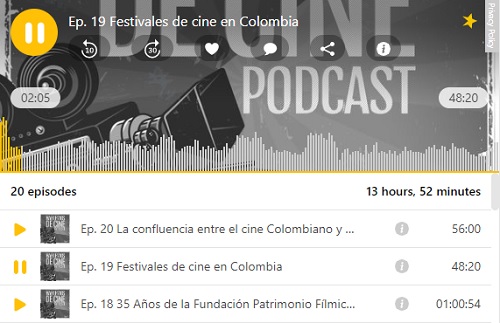 Podcasts de la página web Fundación Patrimonio Fílmico Colombiano