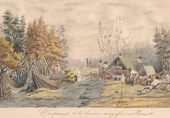 “Agustín Codazzi y colaboradores en el campamento de Yarumito, provincia de Soto, Santander” “Agustín Codazzi y colaboradores en el campamento de Yarumito, provincia de Soto, Santander”