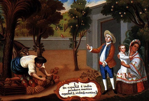 Representación de mestizos en una «pintura de castas»