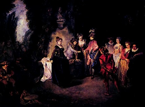 La comedia francesa. Óleo de Jean-Antoine Watteau