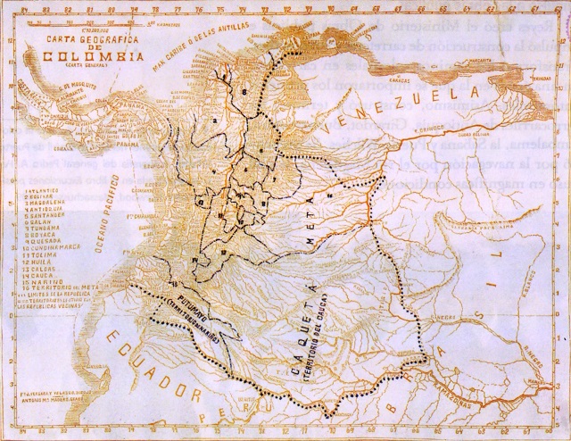 Carta geográfica de Colombia, 1910.