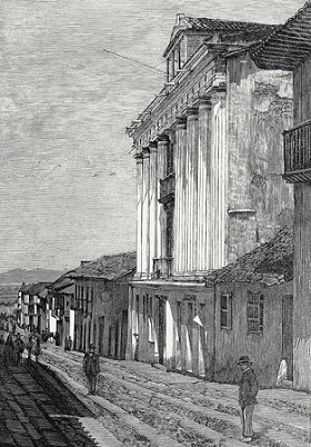 Fachada del Teatro Maldonado, una remodelación del antiguo Coliseo Ramírez a inicios del siglo XIX.