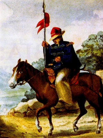 Soldado improvisado de caballería. Siglo XIX. Soldado improvisado de caballería. Siglo XIX.