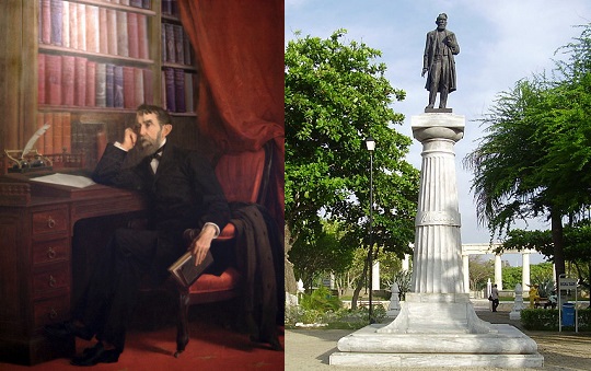 Óleo y estatua de Rafael Núñez Óleo y estatua de Rafael Núñez