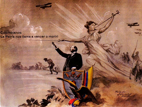 Cartel publicitario de la guerra contra Perú
