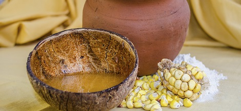 La chicha, hecha de maíz fermentado