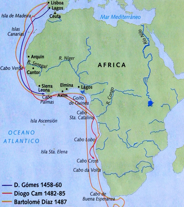 Mapa de África: Exploraciones portuguesas en el siglo XV