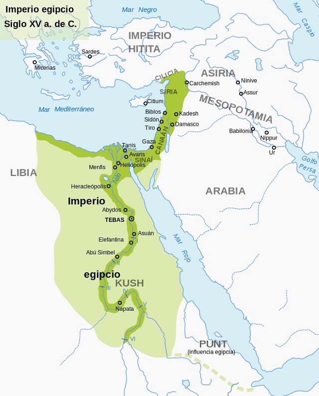 Mapa del Imperio Nuevo de Egipto