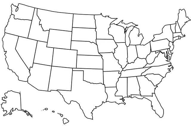 Croquis del mapa de Estados Unidos con división política